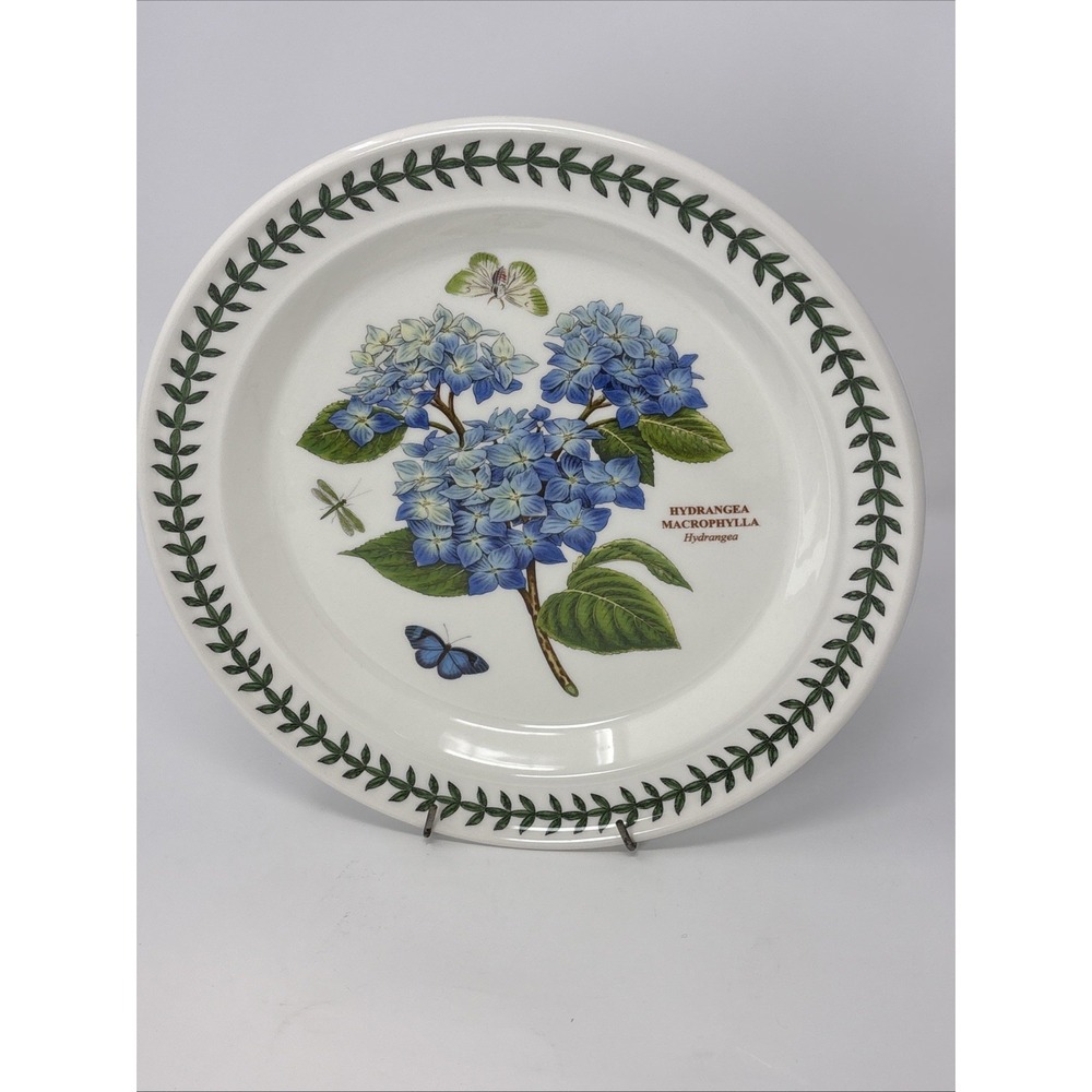 Vintage Portmeirion Botanic Garden Dinner Plate Hydrangea design Leaf border - Picture 5 of 8